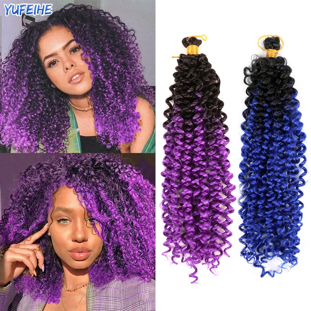 

14Inch Afro Curl Deep Synthetic Crochet Hair Braiding Hair Extensions Water Wave Braids Bundles Freetress Afro Kinky Twist Bulk