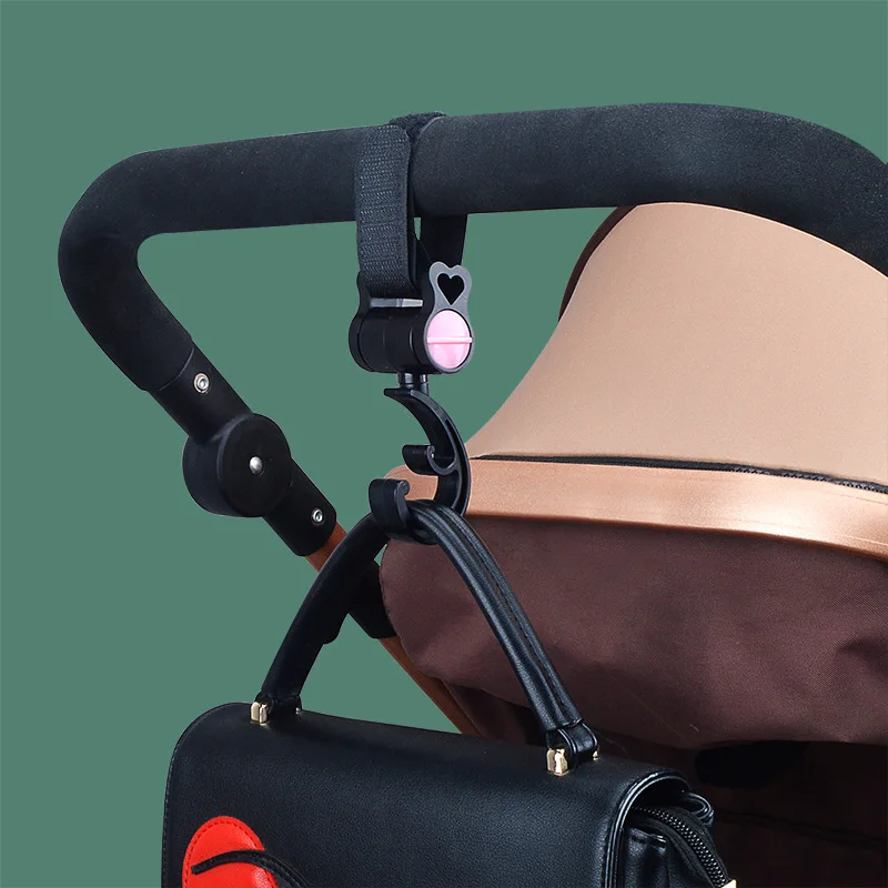 

2pcs Baby Stroller Hook Multifunction Baby Stroller Hooks Carriage Pram Black Rotate 360 Degree Cart Plastic Hook Accessories