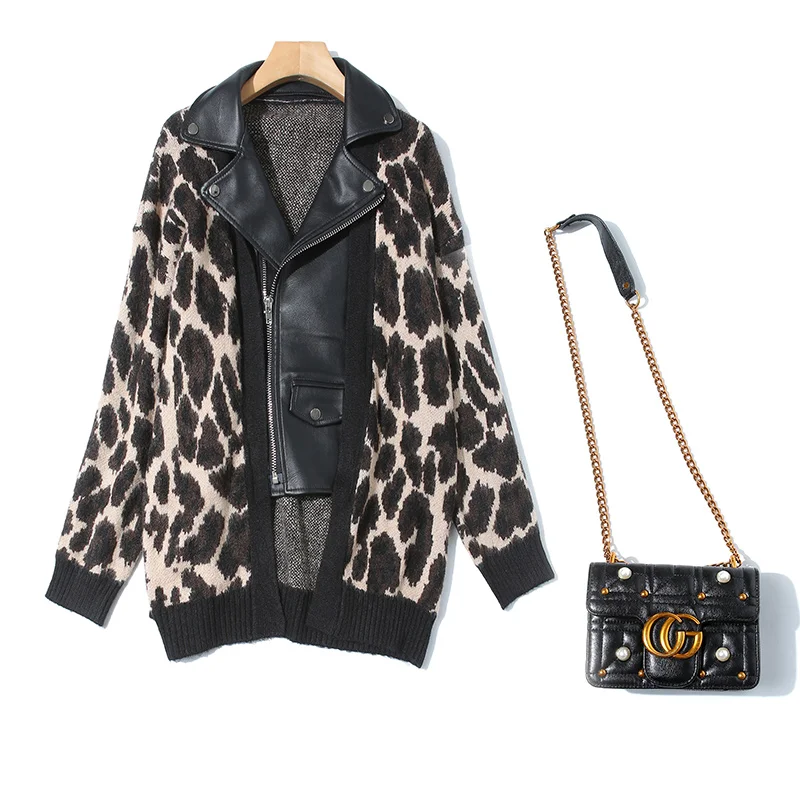 2019 Women Winter Coats Leopard Spliced Zipper Office Lady Full Coats And Jackets Women Turn-down Collar Cool Girl Women Jackets 
2019 Women Winter Coats Leopard Spliced Zipper Office Lady Full Coats And Jackets Women Turn-down Collar Cool Girl Women Jackets