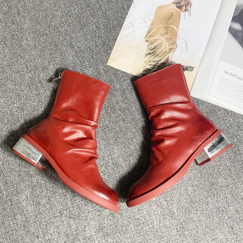 Shoes Round Toe Women's Boots Autumn Back Zip Zipper Luxury Designer Winter Footwear Bling Bling Rock Fashion Leather Genuine R
Shoes Round Toe Women's Boots Autumn Back Zip Zipper Luxury Designer Winter Footwear Bling Bling Rock Fashion Leather Genuine R