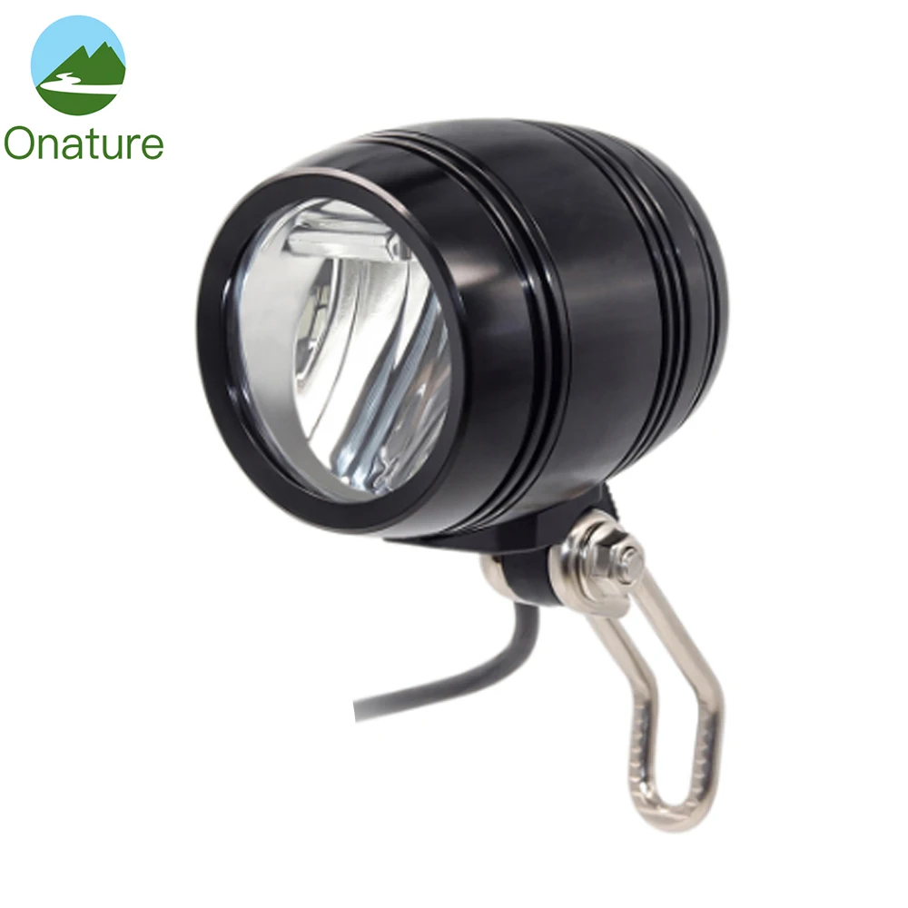 

Onature electric bike light headlight 100 lux input DC 12V 36V 48V 60V aluminum led ebike front light electric bike accessories