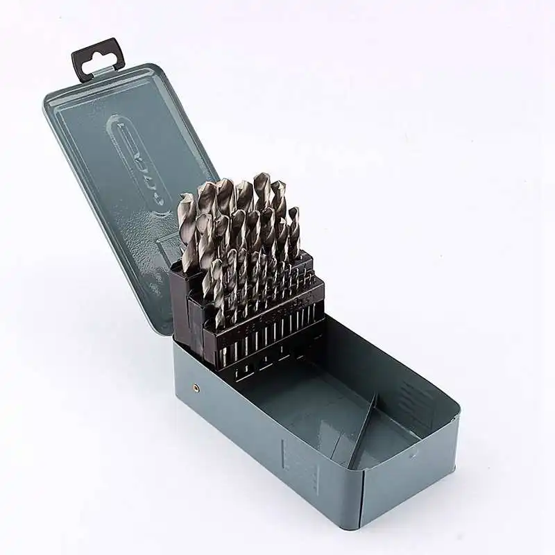 25pcs HSS Twist Steel Drill Bit Set 1mm-13mm W/ Carry Case for drilling cast iron non ferrous metals alloyed non-alloyed
25pcs HSS Twist Steel Drill Bit Set 1mm-13mm W/ Carry Case for drilling cast iron non ferrous metals alloyed non-alloyed