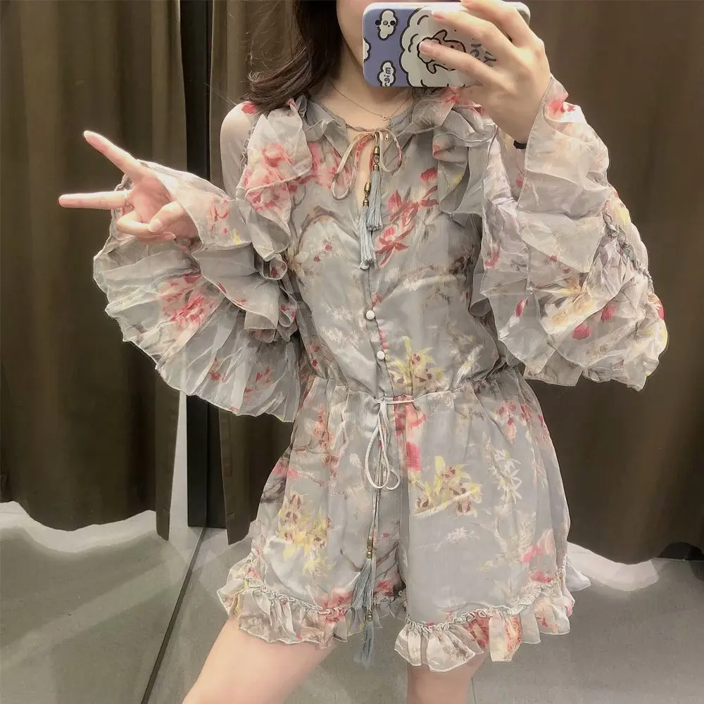 MESTTRAF Women 2021 Fashion Print Flowy Round Neck Jumpsuit Long Sleeve Waist Tether Jumpsuit Shorts Streetwear
MESTTRAF Women 2021 Fashion Print Flowy Round Neck Jumpsuit Long Sleeve Waist Tether Jumpsuit Shorts Streetwear