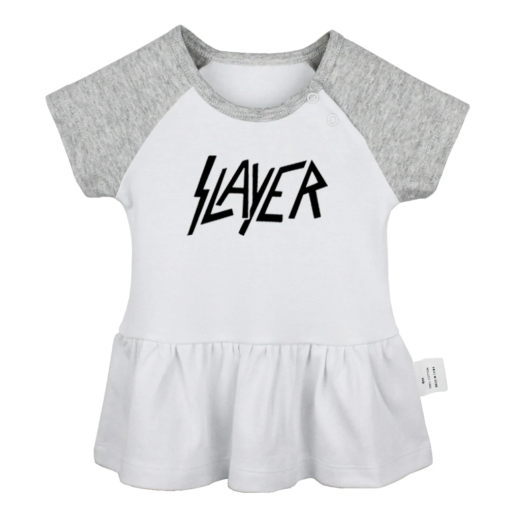 

Slayer American Famous Speed Band Blink 182 Punk Band OH MY GOD Design Newborn Baby Girls Dresses Toddler Infant Cotton Clothes