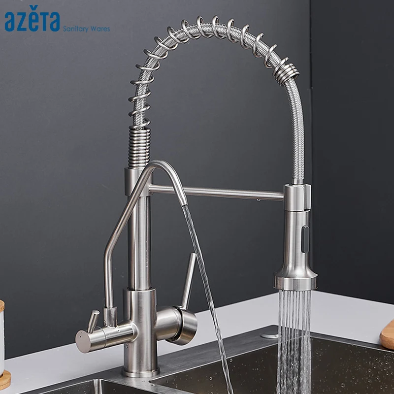 Кухонный кран Azeta AT9658BN смеситель с фильтром для воды 3 способа работы|Смесители