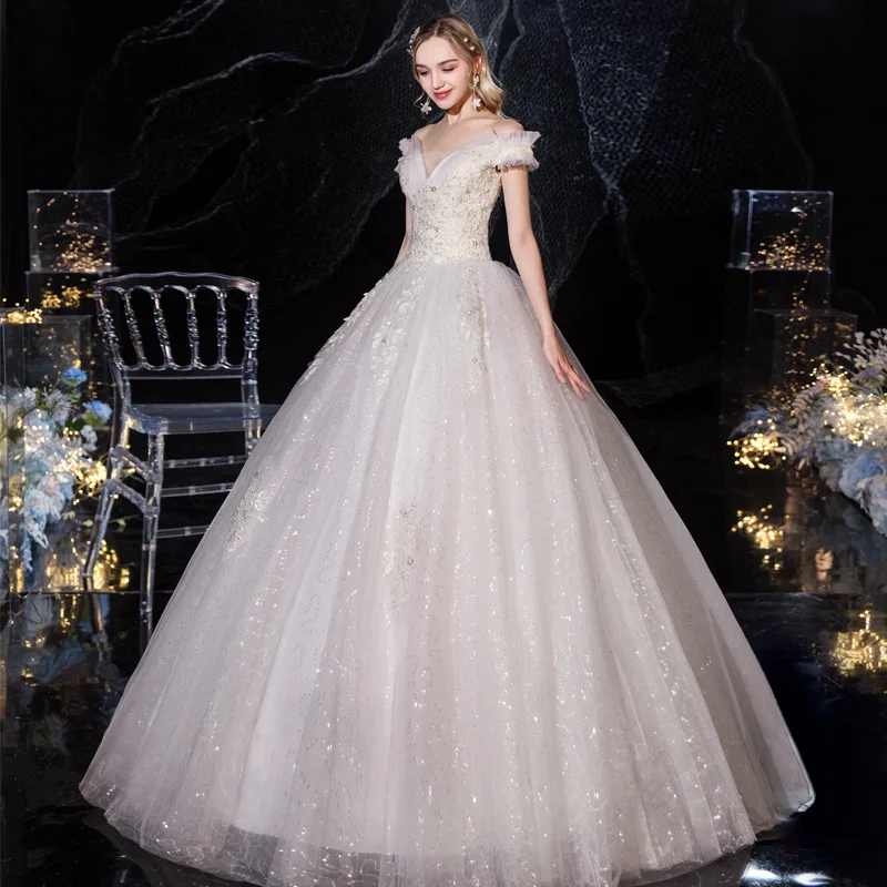 Luxury Wedding Dress New Bride Married French Dream Boat Neck Off the Shoulder Super Fairy Prom Gown Wedding Dress A271
Luxury Wedding Dress New Bride Married French Dream Boat Neck Off the Shoulder Super Fairy Prom Gown Wedding Dress A271