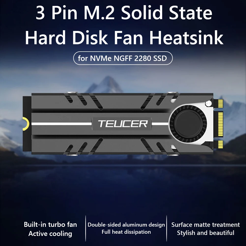 Cooler for PCIe NVMe NGFF 2280 SSD 3Pin M.2 Solid State Hard Disk Fan Heatsink Silica Thermal Pad Heat Radiator with Turbo Fan
Cooler for PCIe NVMe NGFF 2280 SSD 3Pin M.2 Solid State Hard Disk Fan Heatsink Silica Thermal Pad Heat Radiator with Turbo Fan