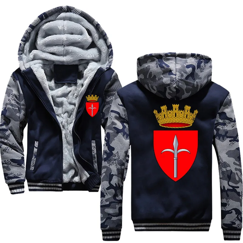 

Coat of Arms of Trieste Italy Winter Tracksuits Men Casual Thicken Fleece Warm Hooded Jacket Sweatshirt Sportswear Coats Hoodie