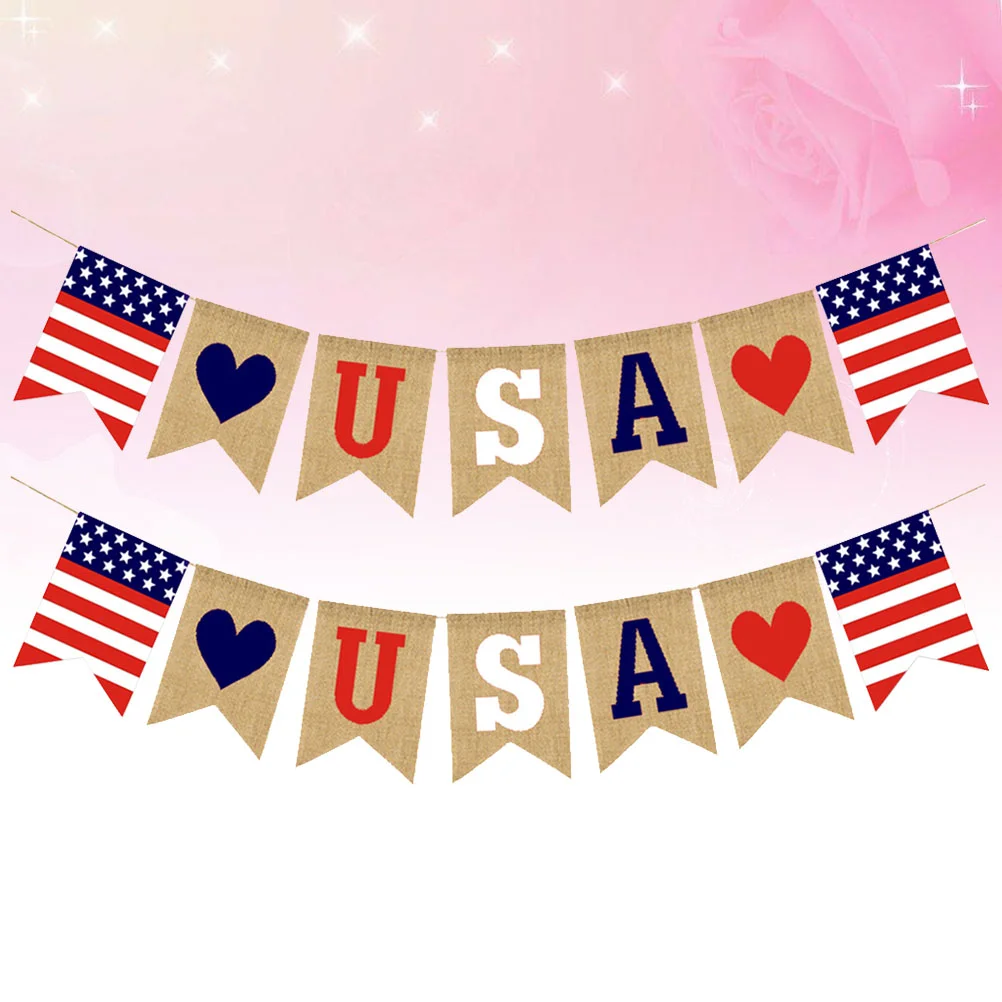 2 Pcs Burlap Banner American Independence Day Bunting Flag Birthday Party Decoration Supplies
2 Pcs Burlap Banner American Independence Day Bunting Flag Birthday Party Decoration Supplies