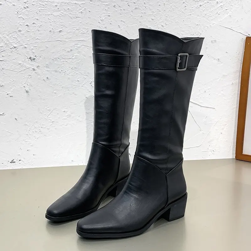 2020 New Designer Western Black KneeHigh Boots For Women SquareToe Buckle Boots Chunky Wedges Boots Runway Ladies Motorcycle
2020 New Designer Western Black KneeHigh Boots For Women SquareToe Buckle Boots Chunky Wedges Boots Runway Ladies Motorcycle