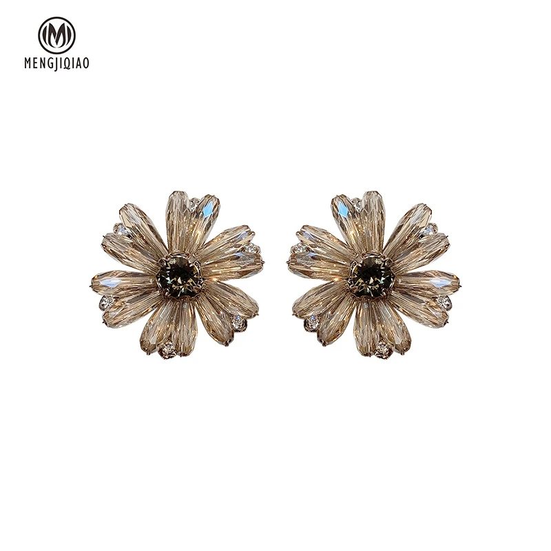 MENGJIQIAO New Transparent Acrylic Flower Petal Beads Stud Earrings For Women Summer Holiday Sweet Pendientes Jewelry