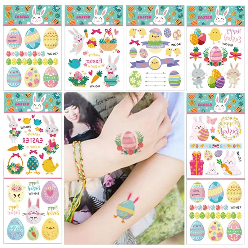 Happy Easter Decoration KIds Temporary Tattoo Stickers Rabbit Egg Tattoo Easter Party Favors for kid Body Art Tattoo Easter gift
Happy Easter Decoration KIds Temporary Tattoo Stickers Rabbit Egg Tattoo Easter Party Favors for kid Body Art Tattoo Easter gift