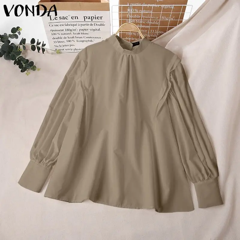 Casual Chemise Shirts VONDA 2022 Autumn Mock Neck Pleated Tops Women Blouses Femme Button Shirts Loose Streetwears Oversized
Casual Chemise Shirts VONDA 2022 Autumn Mock Neck Pleated Tops Women Blouses Femme Button Shirts Loose Streetwears Oversized