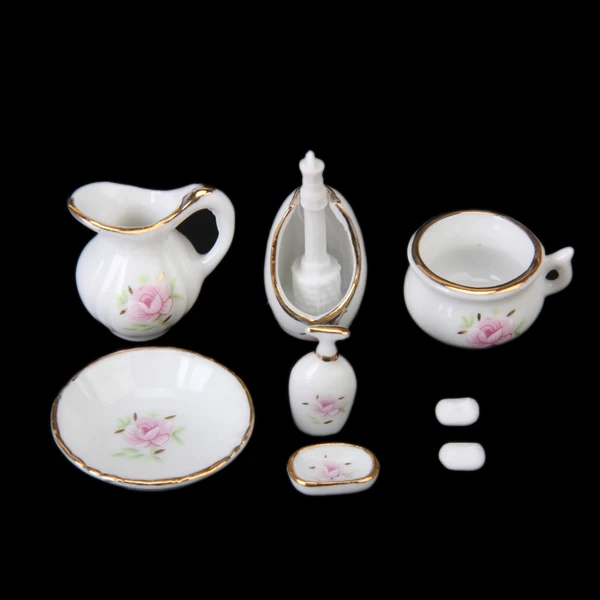 Миниатюрный фарфоровый мебельный комплект для ванной и туалета набор тканей для мытья для 1/12 кукольного домика аксессуары для ванной комна... 
Миниатюрный фарфоровый мебельный комплект для ванной и туалета набор тканей для мытья для 1/12 кукольного домика аксессуары для ванной комна...