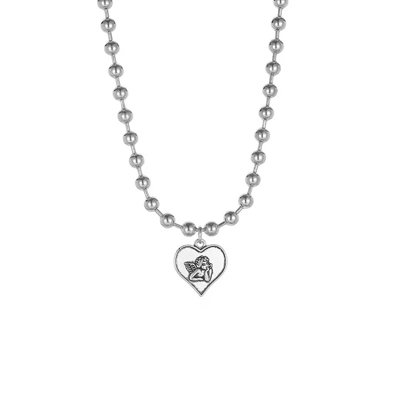 New Trendy Heart-Shaped Angel Pendant Necklace Creative Personality Women Silver Color Chain Necklace Collar Jewelry Accessories
New Trendy Heart-Shaped Angel Pendant Necklace Creative Personality Women Silver Color Chain Necklace Collar Jewelry Accessories