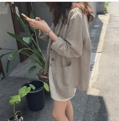 2021 Hot Womens Russian Fashion Cotton Linen Button Outcoat Spring Autumn Ladies Casual Loose Sing-breasted Notched Solid Blazer
2021 Hot Womens Russian Fashion Cotton Linen Button Outcoat Spring Autumn Ladies Casual Loose Sing-breasted Notched Solid Blazer