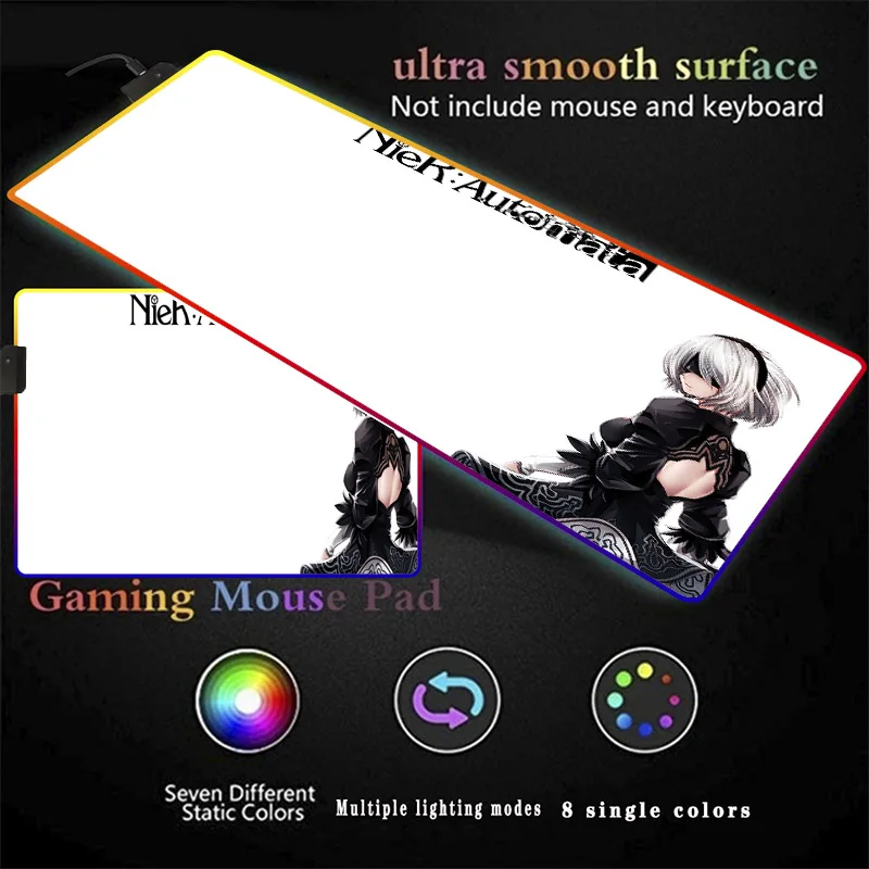 Nier Automata Anime LED Mouse Pad RGB Game Computer Keyboard Mousepad E-sports Player Muse Rainbow Backlit Anti-slip Mat
Nier Automata Anime LED Mouse Pad RGB Game Computer Keyboard Mousepad E-sports Player Muse Rainbow Backlit Anti-slip Mat