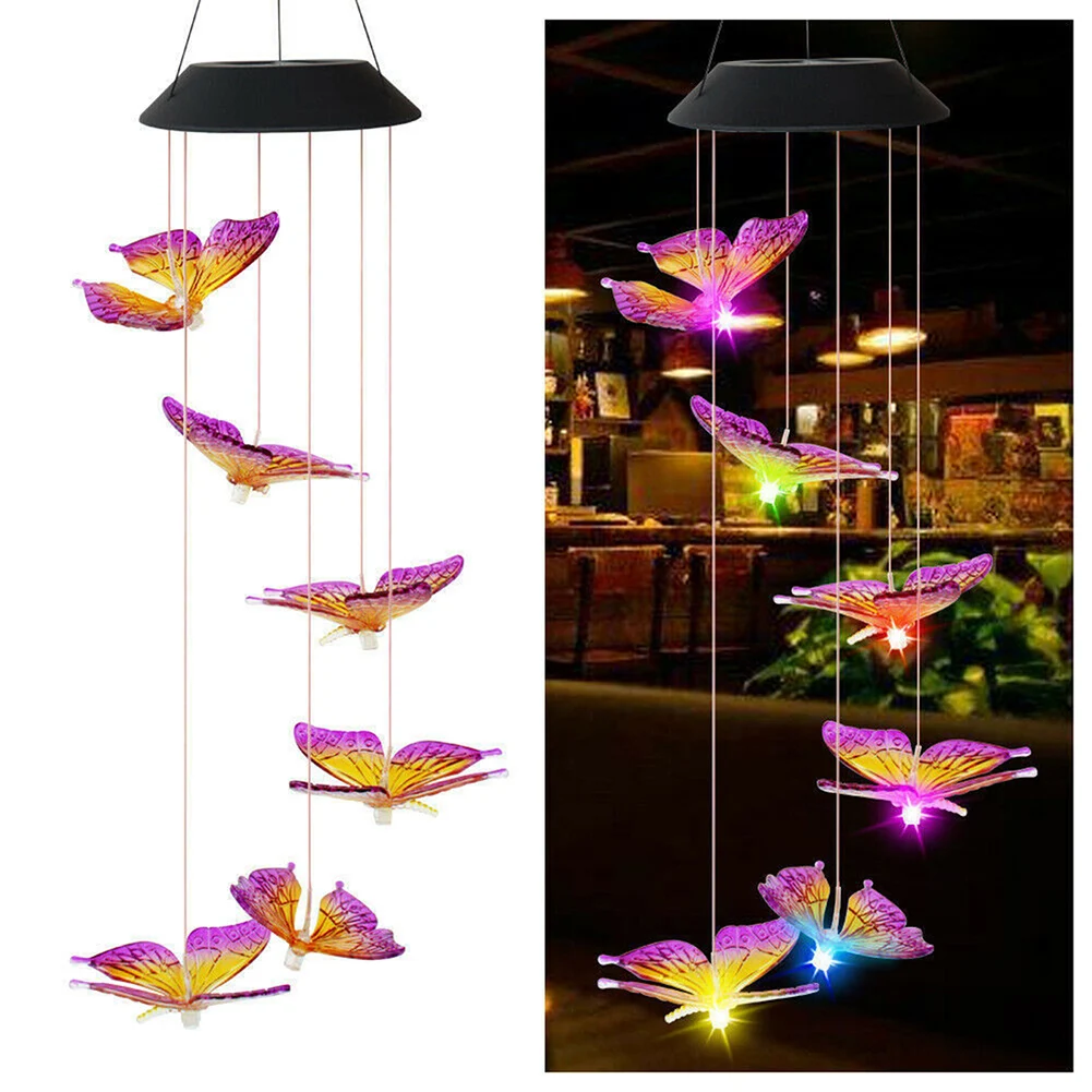 LED Solar Wind Chime Light Butterfly Style Outdoor Waterproof Garden Garland Hanging Lights Christmas Holiday Solar Lamp Decor
LED Solar Wind Chime Light Butterfly Style Outdoor Waterproof Garden Garland Hanging Lights Christmas Holiday Solar Lamp Decor
