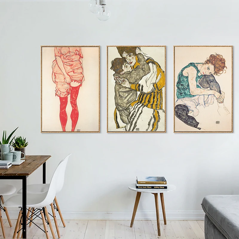 Эскиз фигуры Egon Schiele рисунок на холсте постер настенные картины для гостиной