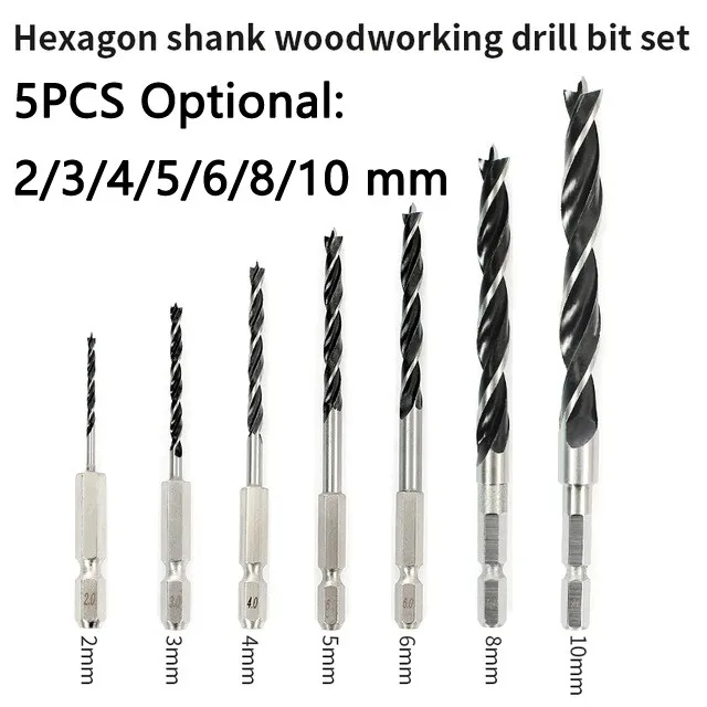 5PCS Three-point Twist Drill Bit 2-10mm Hex Shank Cordless Screwdriver Perforating Support Rotary Head Woodworking Power Tool
5PCS Three-point Twist Drill Bit 2-10mm Hex Shank Cordless Screwdriver Perforating Support Rotary Head Woodworking Power Tool