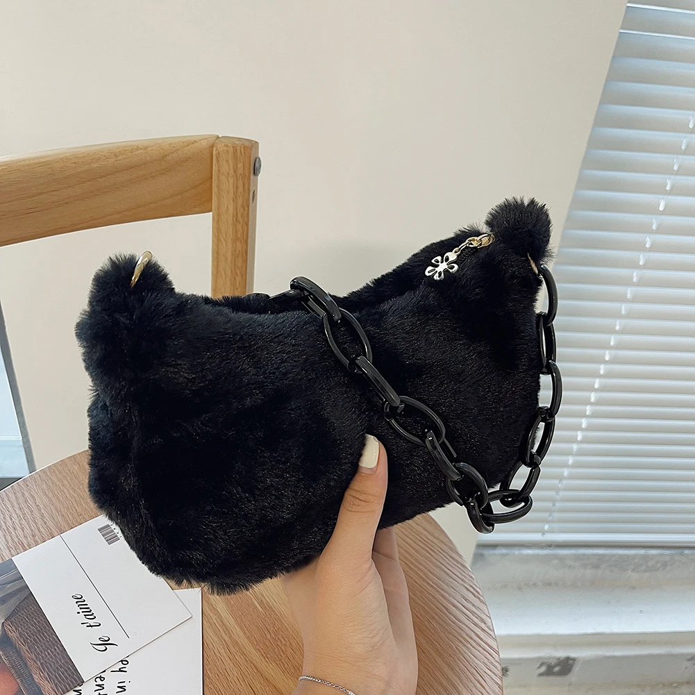 Vintage Women Acrylic Chain Plush Solid Color Shoulder Underarm Bag Ladies Casual Small Purse Handbags 
Vintage Women Acrylic Chain Plush Solid Color Shoulder Underarm Bag Ladies Casual Small Purse Handbags