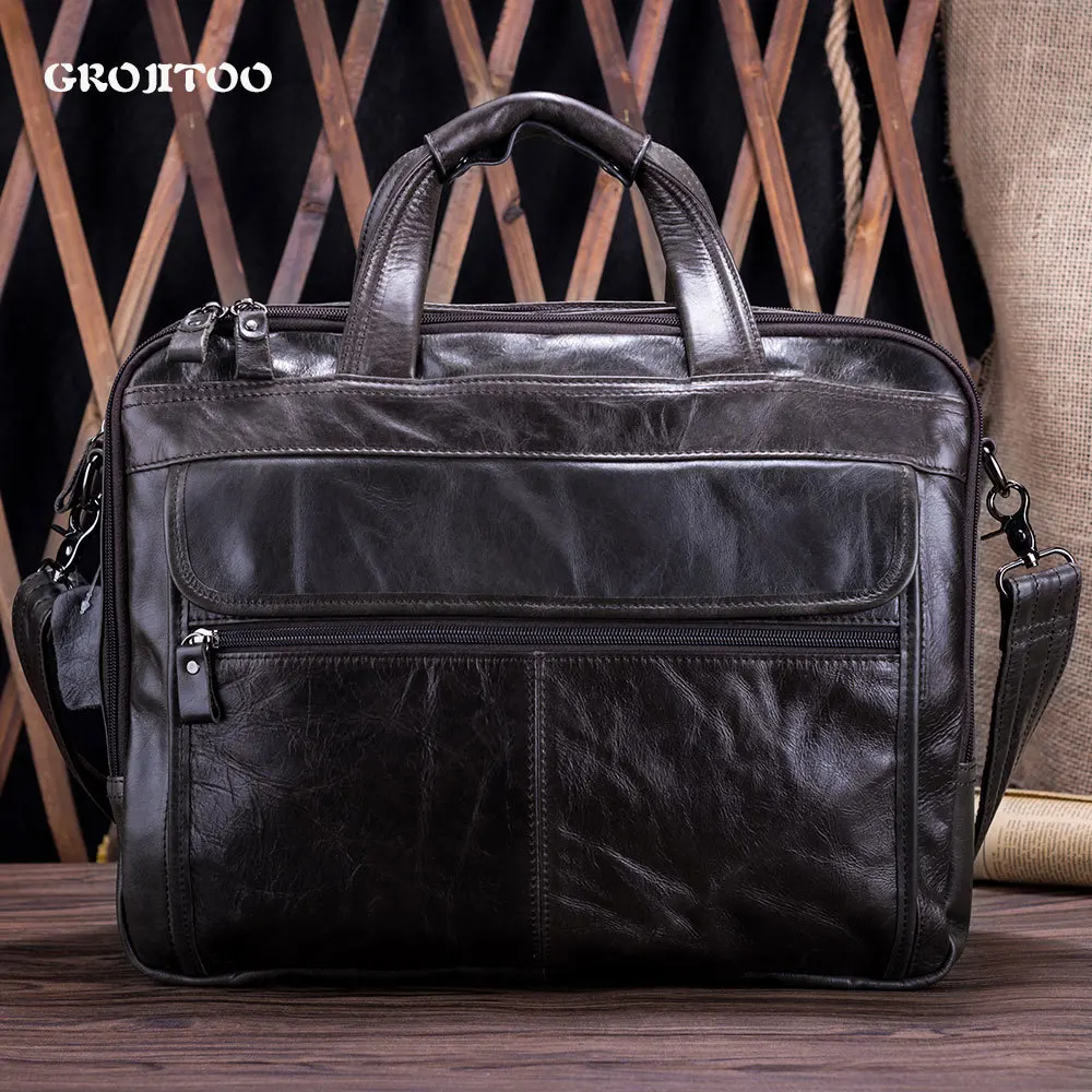 GROJITOO Fashion Genuine leather Men's Handbag Male Business And Travel Brifcases Bag Men's15.6 Inch Leather Laptop Shoulder Bag 
GROJITOO Fashion Genuine leather Men's Handbag Male Business And Travel Brifcases Bag Men's15.6 Inch Leather Laptop Shoulder Bag