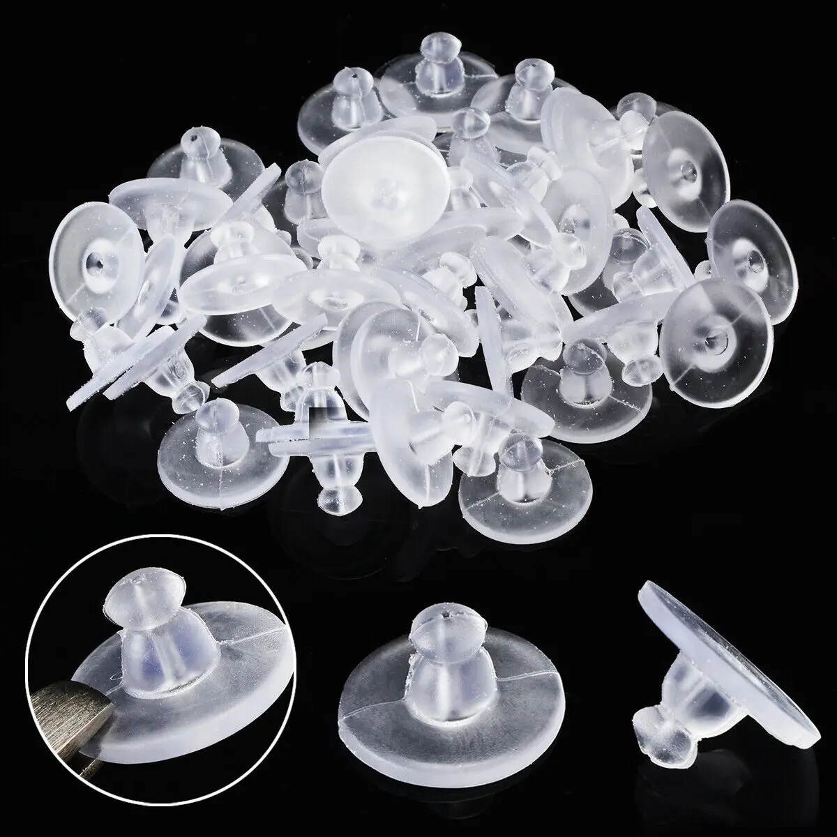 50 pcs/lot Transparent Rubber Stoppers Silicone Round Stud Earring Ear Plugging Blocked Earring Backs Stoppers
50 pcs/lot Transparent Rubber Stoppers Silicone Round Stud Earring Ear Plugging Blocked Earring Backs Stoppers