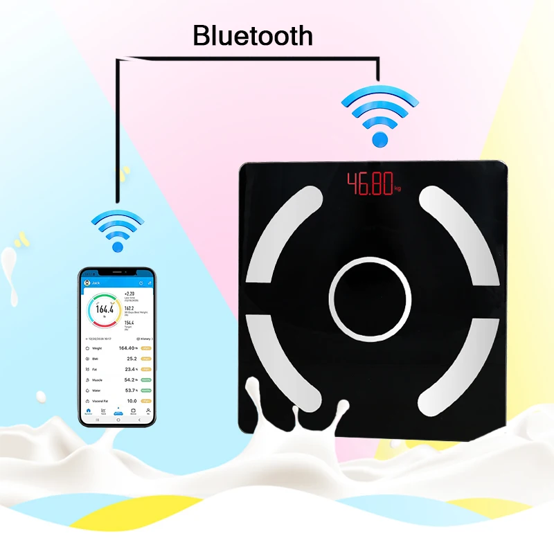 

Весы для жира в ванной Электронные весы с Bluetooth Напольные умные цифровые весы Прецизионные весы Анализатор ИМТ