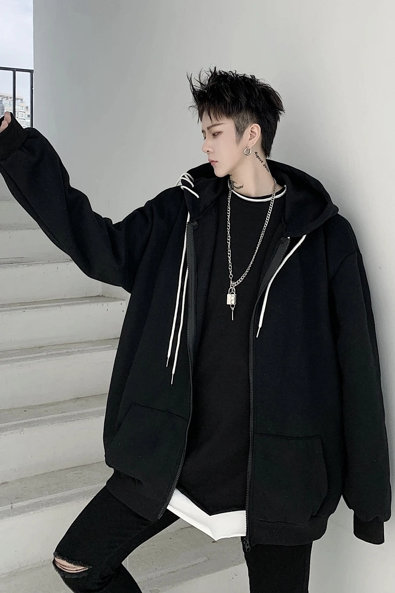 2020 Spring And Autumn New Dark Niche Personality Design Hit Color Drawstring Hooded Cardigan Sweatshirt Fashion Casual Top Coat
2020 Spring And Autumn New Dark Niche Personality Design Hit Color Drawstring Hooded Cardigan Sweatshirt Fashion Casual Top Coat