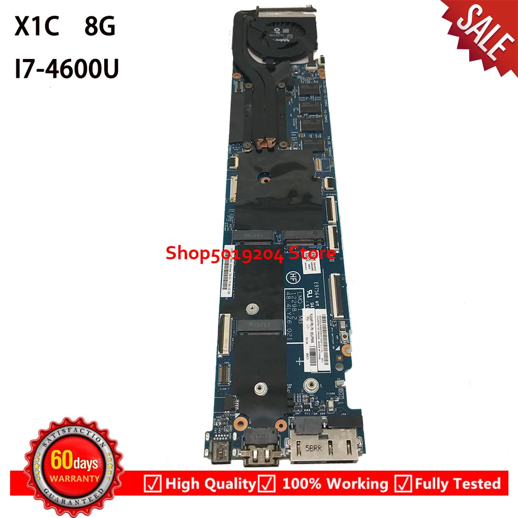

For lenovo ThinkPad X1C X1 carbon Laptop motherboard LMQ-1 MB 12298-2 48.4LY06.021 00UP985 mainboard I7-4600U 8G