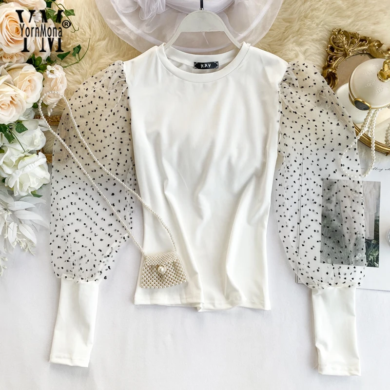 2020 Korea Fashion Dot Mesh Puff Sleeve Blouse Shirt Women Spring Autumn casual O-Neck Blouse Tops Vintage White Blousas H136
2020 Korea Fashion Dot Mesh Puff Sleeve Blouse Shirt Women Spring Autumn casual O-Neck Blouse Tops Vintage White Blousas H136