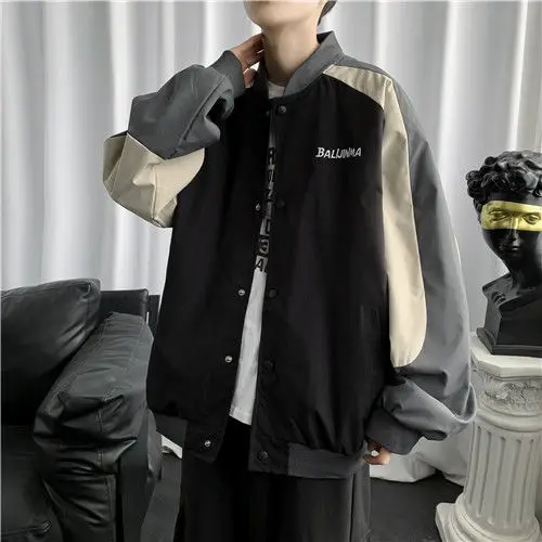 

Baseball Uniform Men's Hong Kong Style Loose Color Matching Casual Jacket Young All-match Trend Handsome Jacket Men