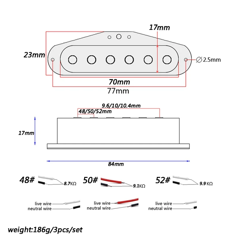 3Pcs Pickups Alnico 5 48/50/52 for Stratocaster Strat ST SG Electric Guitar 27RD
3Pcs Pickups Alnico 5 48/50/52 for Stratocaster Strat ST SG Electric Guitar 27RD