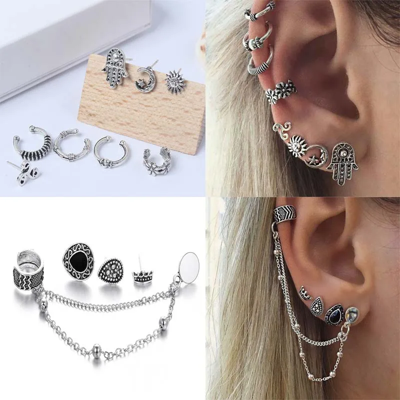 Vintage Silver Color Geometric Stud Earrings Set for Women Fashion Crystal Stone Heart Flower Leaf Chain Bohemian Jewelry
Vintage Silver Color Geometric Stud Earrings Set for Women Fashion Crystal Stone Heart Flower Leaf Chain Bohemian Jewelry