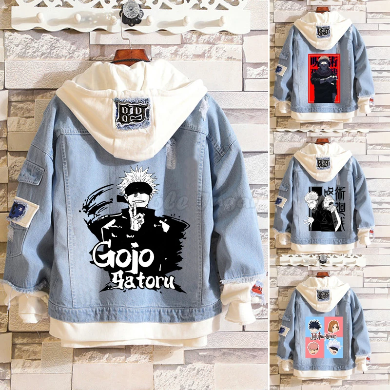Jujutsu Kaisen Anime Jeans Jacket Gojo Satoru Print Casual Men Women Patchwork Denim Jacket Autumn Hooded Outwear Coat C65M195
Jujutsu Kaisen Anime Jeans Jacket Gojo Satoru Print Casual Men Women Patchwork Denim Jacket Autumn Hooded Outwear Coat C65M195