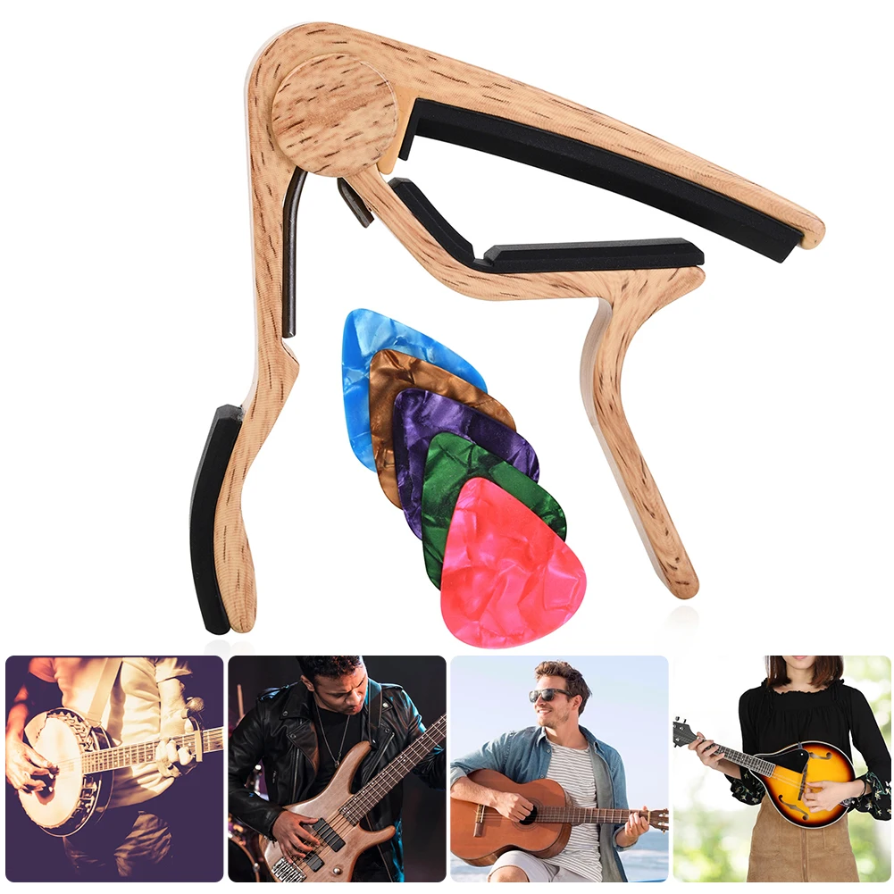 Guitar Capo Tone Adjusting Clamp Key for Acoustic Classical Electric Guitar Parts with 5 Picks Musical Instrument Accessories
Guitar Capo Tone Adjusting Clamp Key for Acoustic Classical Electric Guitar Parts with 5 Picks Musical Instrument Accessories