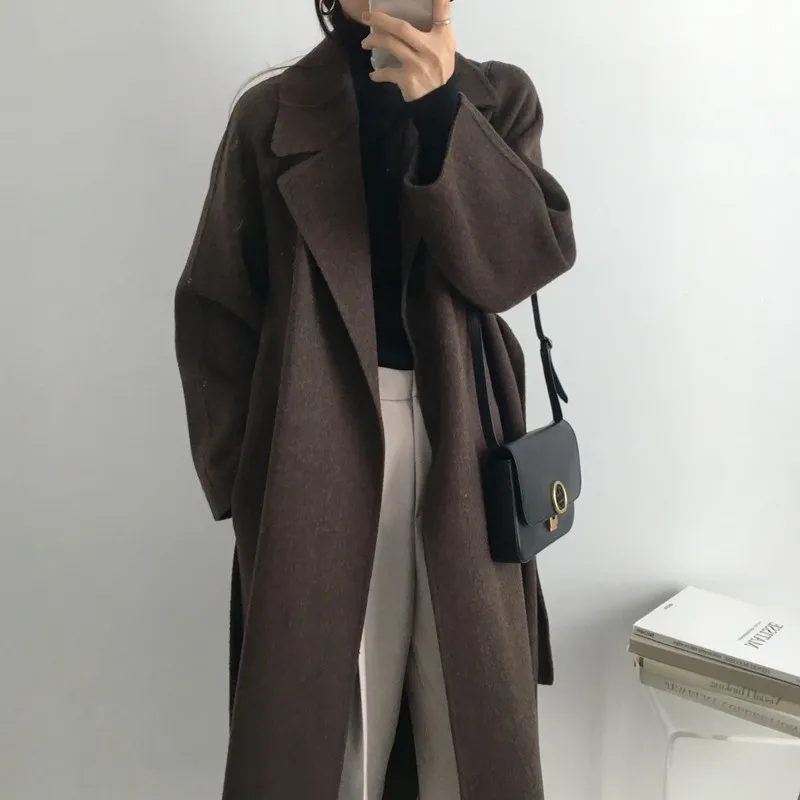 Autumn Winter Woolen Coat Women Harajuku Lapel Long Coat for Ladies Solid Loose Coats Blends Women's Clothing
Autumn Winter Woolen Coat Women Harajuku Lapel Long Coat for Ladies Solid Loose Coats Blends Women's Clothing