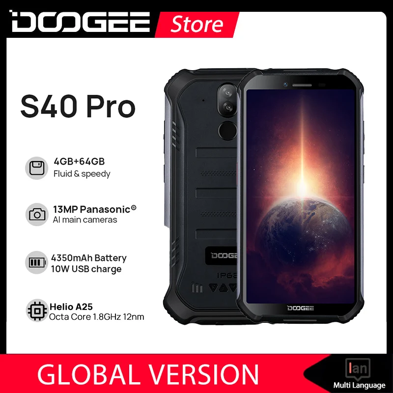

Смартфон DOOGEE S40 Pro защищенный, IP68/IP69K, 4 + 64 ГБ, Helio A25, 8 ядер