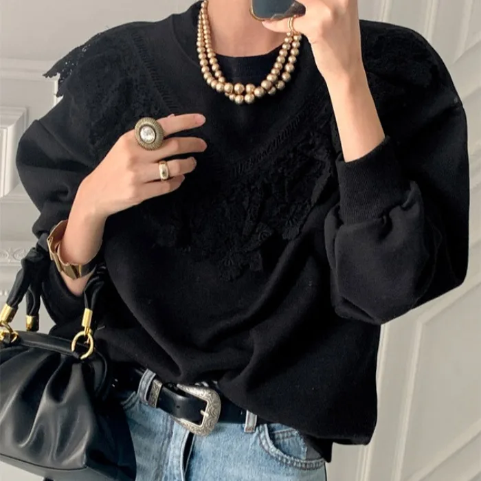 Chic Korean Style Cute Youth-Looking Vintage Lace Lacework round-Neck Pullover Lazy Autumn and Winter Warm Figure Flattering
Chic Korean Style Cute Youth-Looking Vintage Lace Lacework round-Neck Pullover Lazy Autumn and Winter Warm Figure Flattering