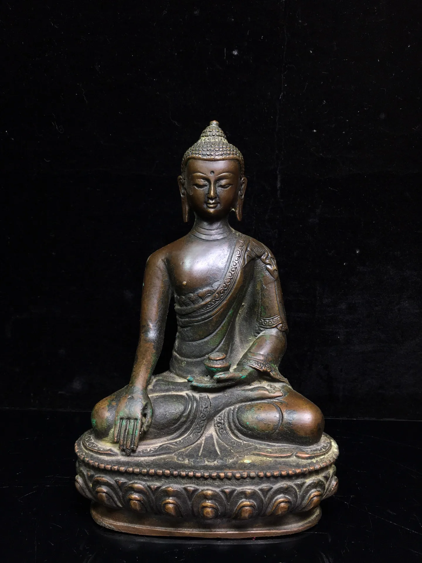 

8 "китайский храм коллекция старинная бронза лак циннабар Будда Шакьямуни сидя Будда Амитабха закрепить Будды