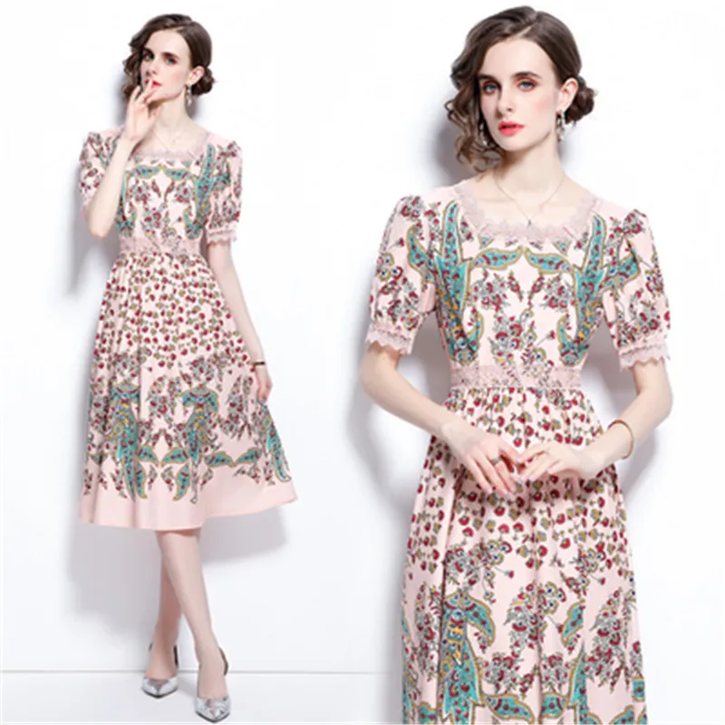 Vintage Floral Print Midi Dress Women’s Elegant Lace Trim Square Collar Puff Sleeve Office Party Dresses Summer Dress For Woman
Vintage Floral Print Midi Dress Women’s Elegant Lace Trim Square Collar Puff Sleeve Office Party Dresses Summer Dress For Woman
