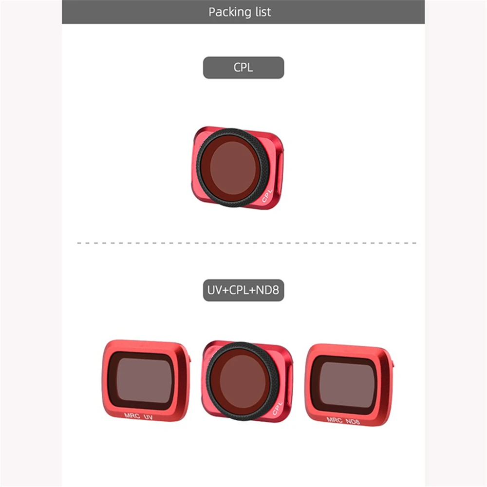 For DJI MAVIC AIR 2 Camera Lens Filter CPL Adjustable ND8 UV Filter Parts for MAVIC AIR 2 Accessories
For DJI MAVIC AIR 2 Camera Lens Filter CPL Adjustable ND8 UV Filter Parts for MAVIC AIR 2 Accessories