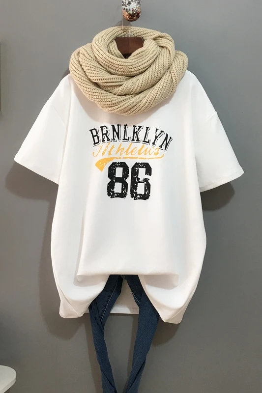 Spring and Autumn Fashion Large T-shirt Women's Cotton Fleece Medium Long Print Bottom Shirt Loose and Thin T-shirt 
Spring and Autumn Fashion Large T-shirt Women's Cotton Fleece Medium Long Print Bottom Shirt Loose and Thin T-shirt