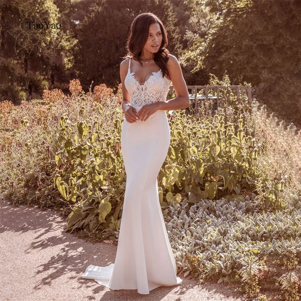 Elegant Mermaid Wedding Dress with Spaghetti Straps V-neck Sleeveless Trailing Backless White Bridal Dress Simple Marriage Dress
Elegant Mermaid Wedding Dress with Spaghetti Straps V-neck Sleeveless Trailing Backless White Bridal Dress Simple Marriage Dress