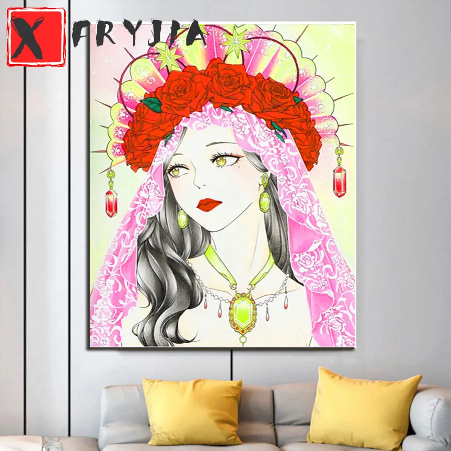 Алмазная вышивка с вуалью и красной розой, мозаика из страз, картина крестиком, домашние фрески 
Алмазная вышивка с вуалью и красной розой, мозаика из страз, картина крестиком, домашние фрески