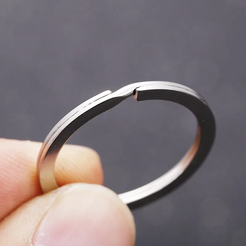 100 шт. кольцо для ключей Топ Серебряный цвет брелок плоские кольца Круглый 25 мм