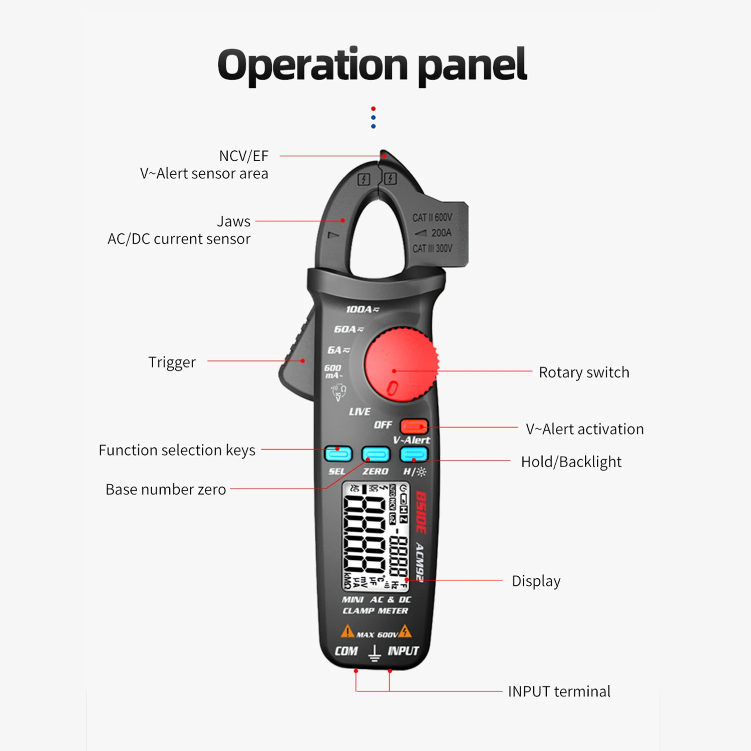 BSIDE ACM92 LCD Digital Clamp Meter 6000 Counts True RMS AC/DC Multimeter Auto Range Mini Handheld Universal Meter Measure Test
BSIDE ACM92 LCD Digital Clamp Meter 6000 Counts True RMS AC/DC Multimeter Auto Range Mini Handheld Universal Meter Measure Test