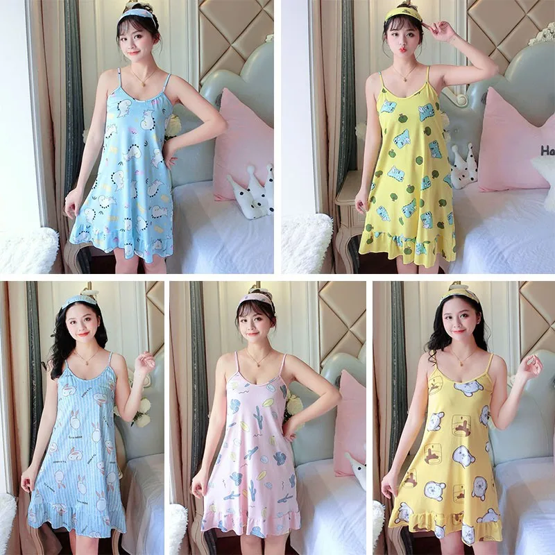 Summer Sling Nightdress 2020 New Women's Knee Length Nightgown Fashion Cute Cartoon Prints Sleeveless Sleepwear
Summer Sling Nightdress 2020 New Women's Knee Length Nightgown Fashion Cute Cartoon Prints Sleeveless Sleepwear