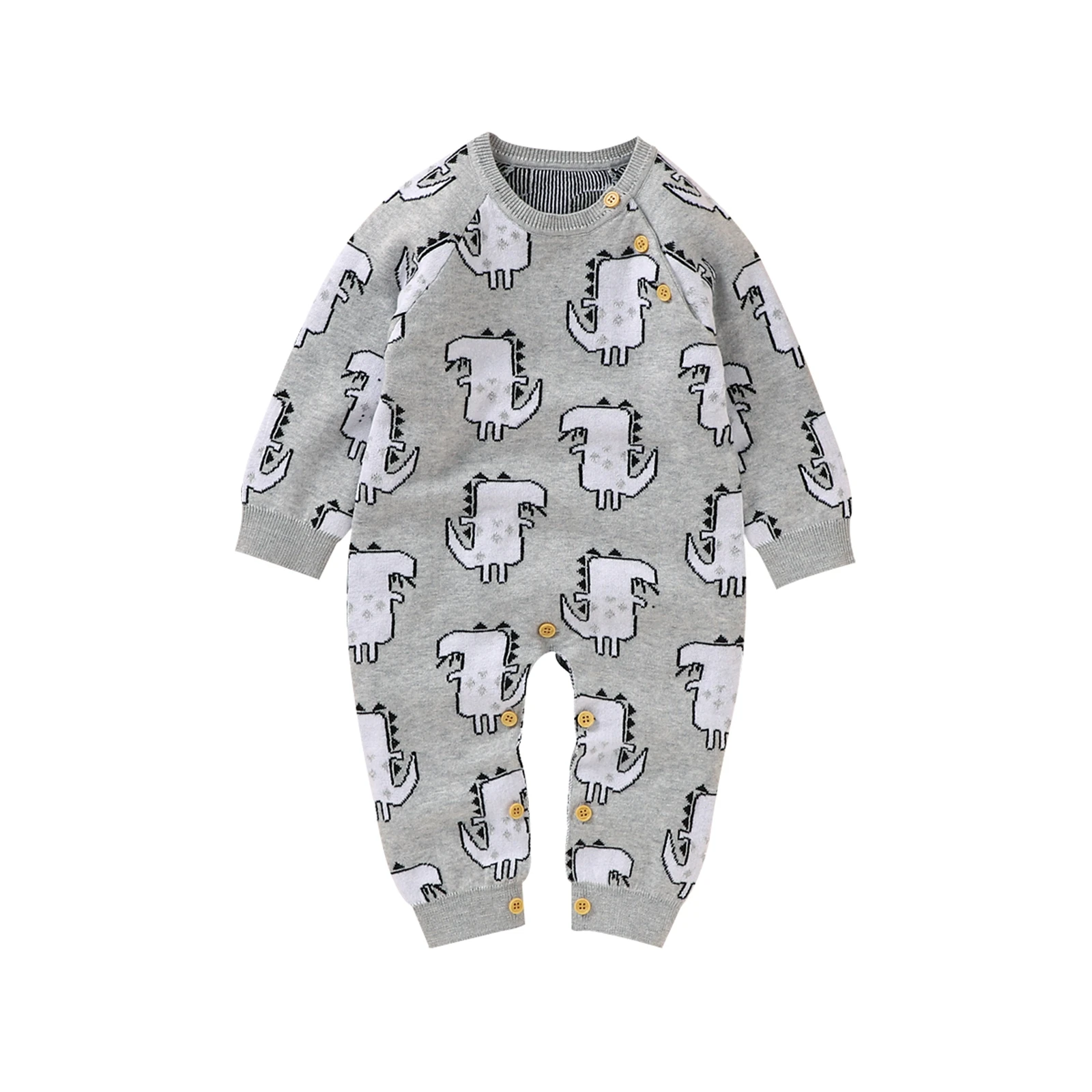 Baby’s Casual Long Sleeve Jumpsuit Cartoon Dinosaur Jacquard Button Round Neck Long Romper
Baby’s Casual Long Sleeve Jumpsuit Cartoon Dinosaur Jacquard Button Round Neck Long Romper