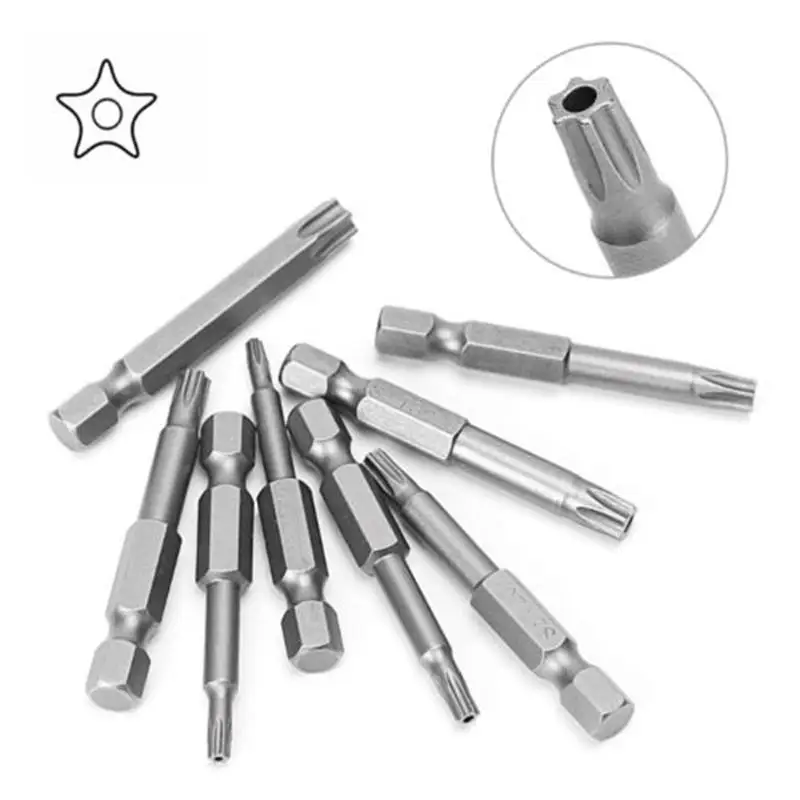 50mm Security Screwdriver Bits Extra Long Durable Magnetic Electric Alloy Steel 6.35mm Hollow Torx T8-T40 Hand
50mm Security Screwdriver Bits Extra Long Durable Magnetic Electric Alloy Steel 6.35mm Hollow Torx T8-T40 Hand
